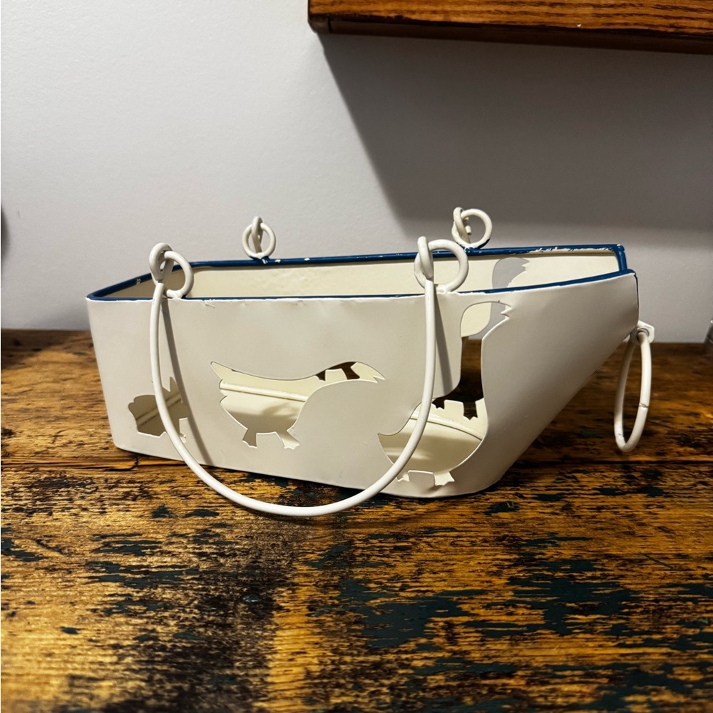 Cream Cutout Duck Tin Basket